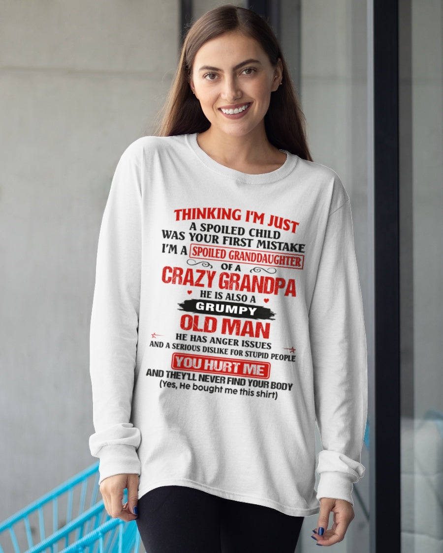 Spoiled Granddaughter of a Crazy Grandpa Shirt – Birthday Gift from Grandpa / Man - ccdi00 (SKU12-200-00)