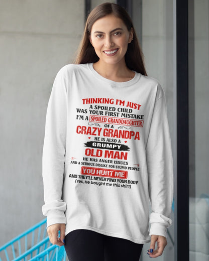 Spoiled Granddaughter of a Crazy Grandpa Shirt – Birthday Gift from Grandpa / Man - ccdi00 (SKU12-200-00)