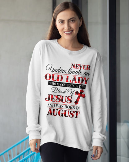 AUGUST - NEVER Underestimate an OLD LADY WHO IS COVERED BY THE Blood Of JESUS - ccdi08 FMA (SKU2605-69-08)