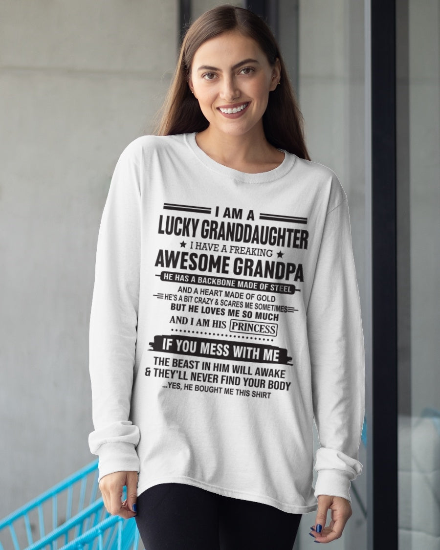 I Am A Lucky Granddaughter T-Shirt – Birthday Gift From Grandpa / Man - ccdi00 (SKU11-122-00)