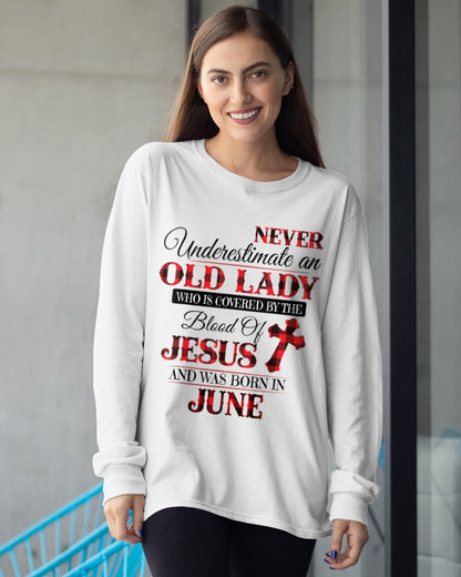JUNE - NEVER Underestimate an OLD LADY WHO IS COVERED BY THE Blood Of JESUS - ccdi06 FMA (SKU2605-69-06)