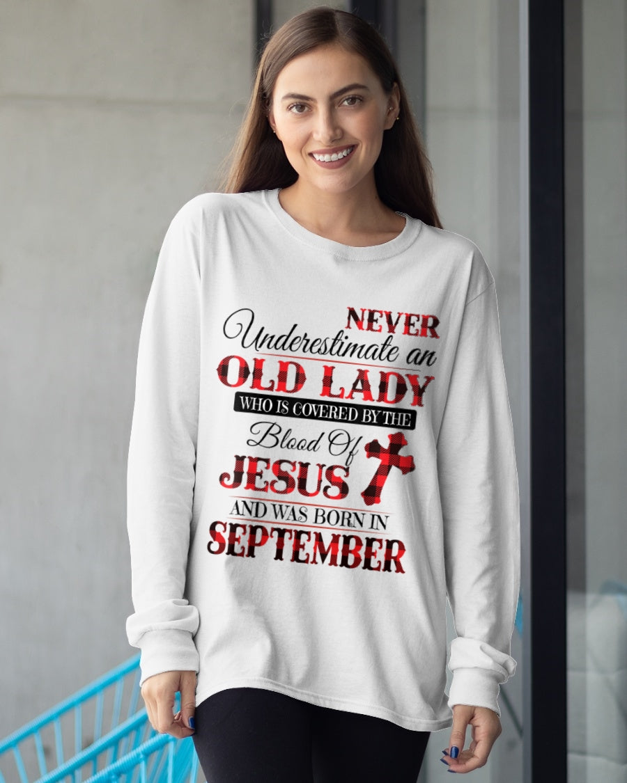 SEPTEMBER - NEVER Underestimate an OLD LADY WHO IS COVERED BY THE Blood Of JESUS - ccdi09 FMA (SKU2605-69-09)