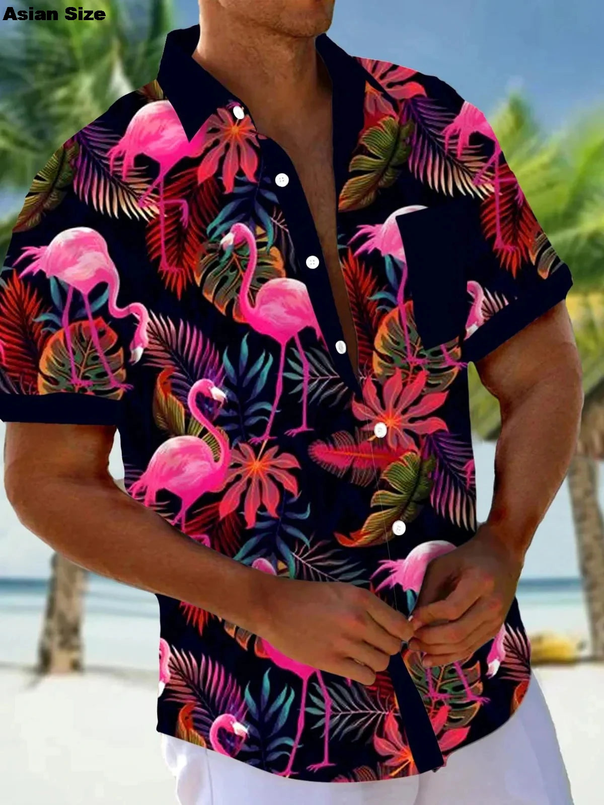 Hawaiian Shirt – 2025 Flamingo & Parrot 3D Print Hawaiian Shirt – Unisex Beachwear