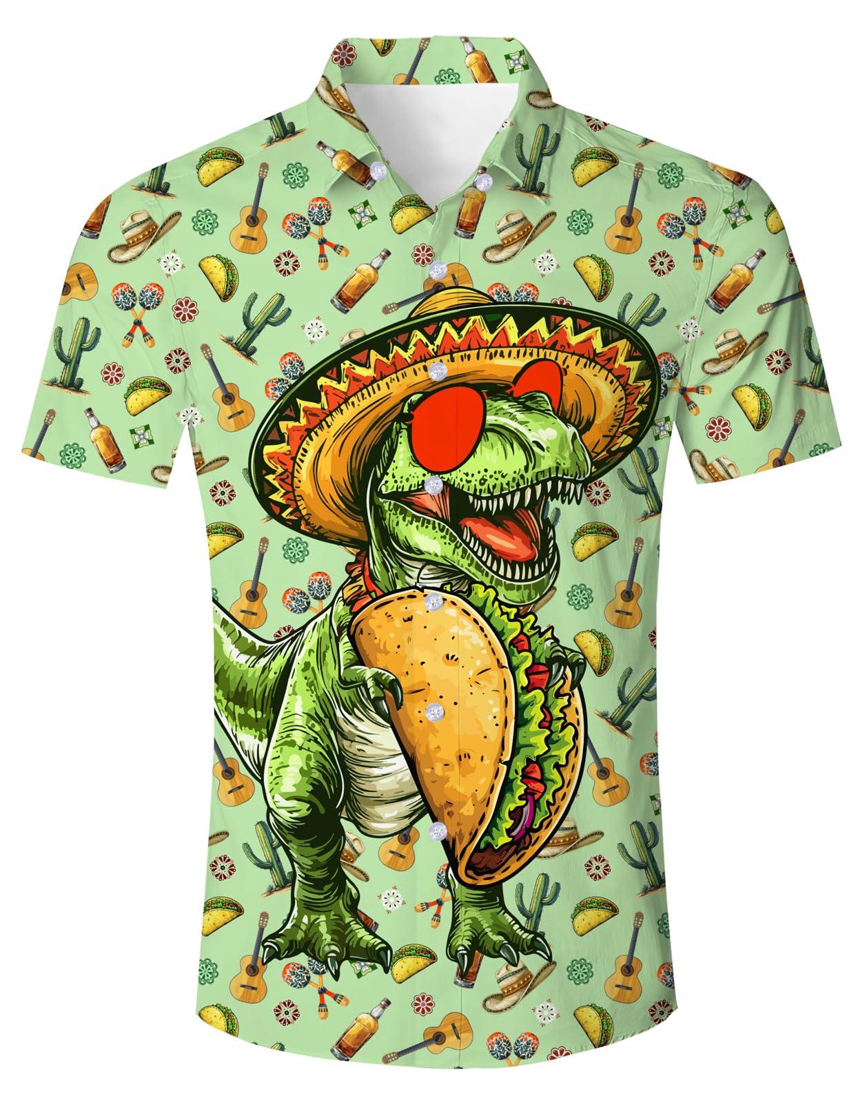 Hawaiian Shirt – Funny Dinosaur 3D Print Hawaiian Shirt – Summer Casual Beachwear