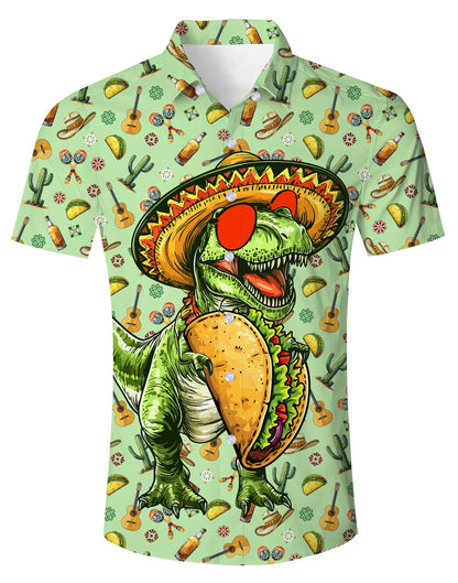 Hawaiian Shirt – Funny Dinosaur 3D Print Hawaiian Shirt – Summer Casual Beachwear