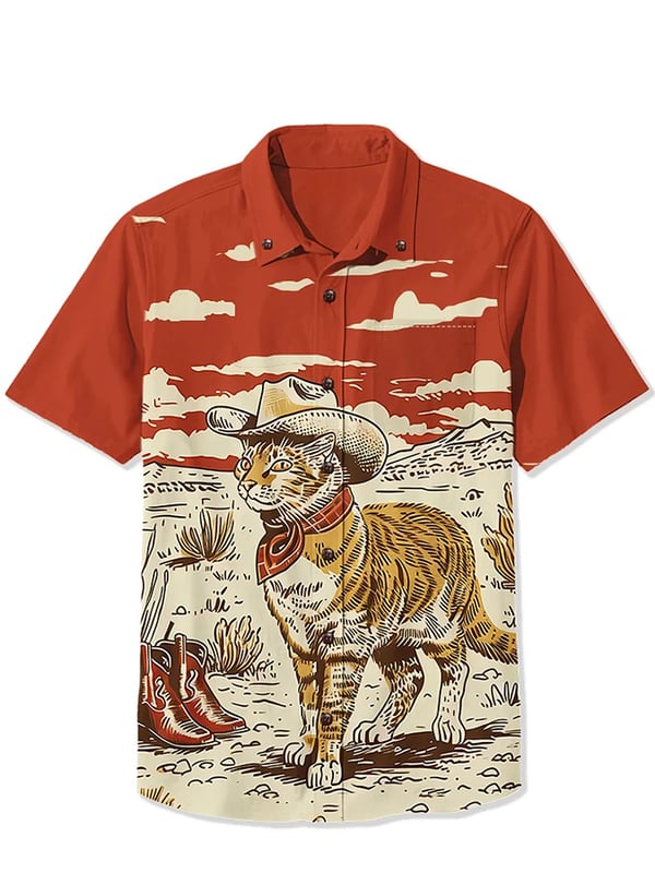 Hawaiian Shirt – Men's Summer 3D Red Kitten Print Hawaiian Shirt