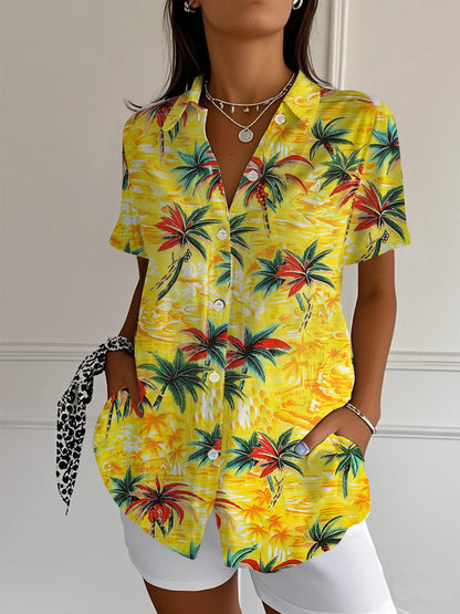 Hawaiian Shirt – Women's Floral Hawaiian Button-Down Beach Shirt
