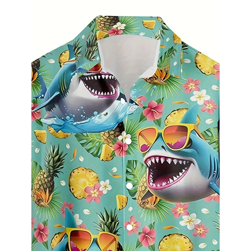 Hawaiian Shirt – Cool Shark with Glasses 3D Print Hawaiian Shirt – Summer Streetwear
