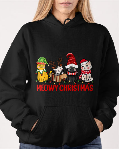 Funny Christmas Cats - Cute Kitten Cats Santa Hat Xmas T-Shirt (SKU-MRCM-9) FMA