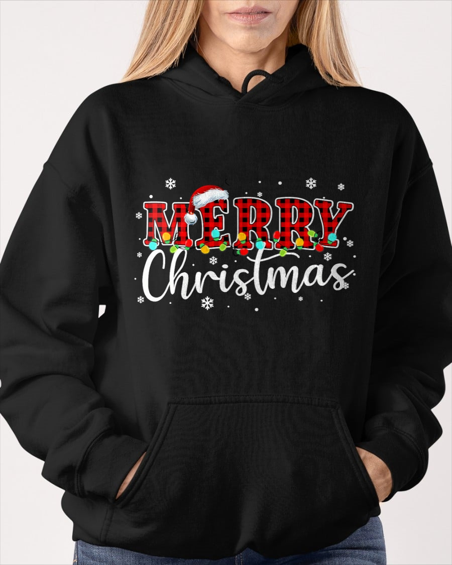 Merry Christmas Buffalo Plaid Red Santa Family Xmas Pajamas T-Shirt (SKU-MRCM-15) FMA