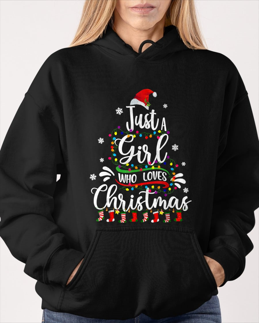 Merry Christmas Just A Girl Who Loves Christmas Tree Xmas T-Shirt (SKU-MRCM-20) FMA