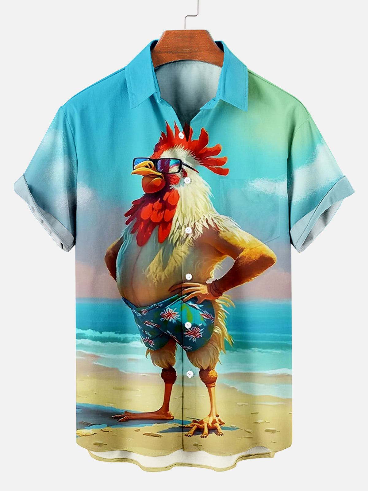 Hawaiian Shirt – Funny Rooster 3D Print Hawaiian Short Sleeve Shirt