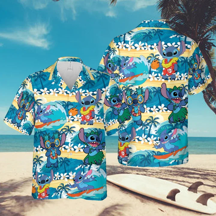 Hawaiian Shirt – Miniso x Disney Stitch Hawaiian Vacation Shirt – Short Sleeve Button Down
