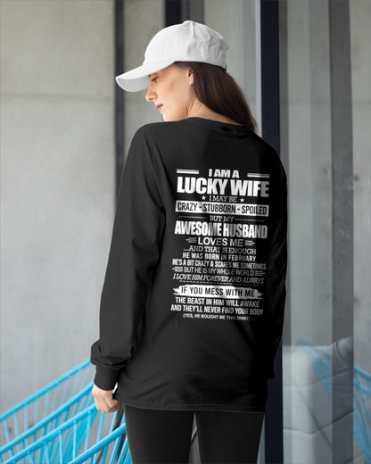 I AM A LUCKY WIFE I MAY BE CRAZY - STUBBORN - SPOILED T-Shirt – Birthday Gift From February Husband / Man - ccdi02 (SKU2609-53-02)
