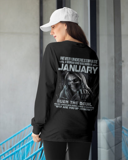 CCDI01 - NEVER UNDERESTIMATE A WOMAN WHO WAS BORN IN JANUARY - FMA DTG-(SKU09-13-01)