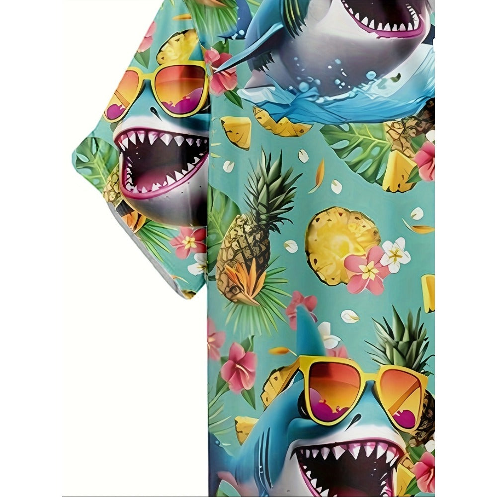 Hawaiian Shirt – Cool Shark with Glasses 3D Print Hawaiian Shirt – Summer Streetwear