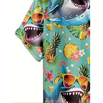 Hawaiian Shirt – Cool Shark with Glasses 3D Print Hawaiian Shirt – Summer Streetwear