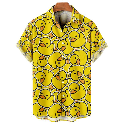 Hawaiian Shirt – Duck 3D Print Hawaiian Shirt – Casual Short Sleeve Beachwear