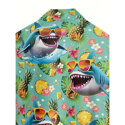 Hawaiian Shirt – Cool Shark with Glasses 3D Print Hawaiian Shirt – Summer Streetwear