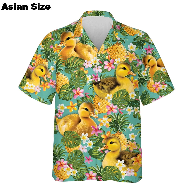 Hawaiian Shirt – Funny Animal Print Shirt – Bald Pig, Donkey & Lamb Retro Summer Style