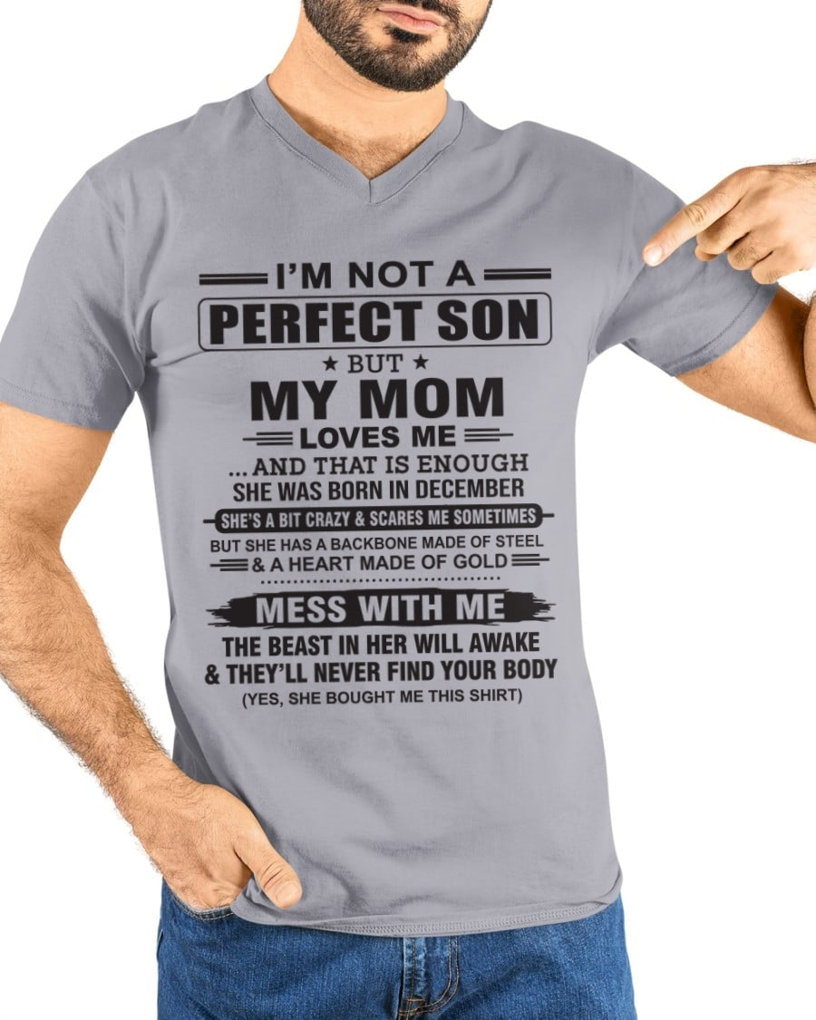 December - "I'M NOT A PERFECT SON BUT MY MOM LOVES ME" - Birthday Gift From December Mom / Woman - ccdi12 (SKU10-147-12)