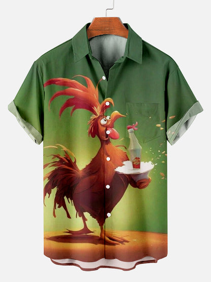 Hawaiian Shirt – Funny Rooster 3D Print Hawaiian Short Sleeve Shirt