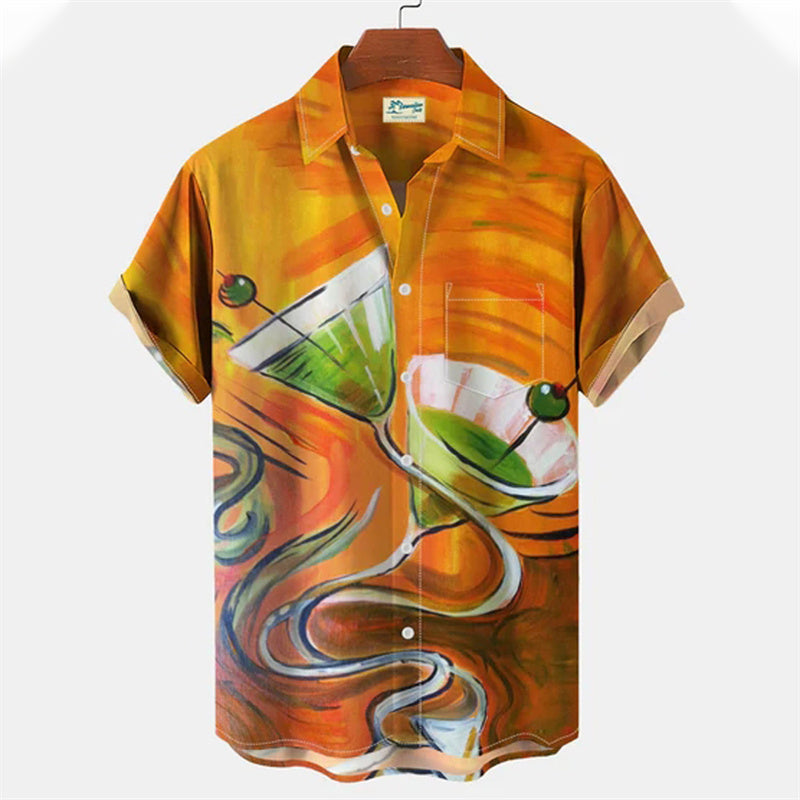 Hawaiian Shirt – Men's 3D Beer Wine Print Hawaiian Beach Shirt