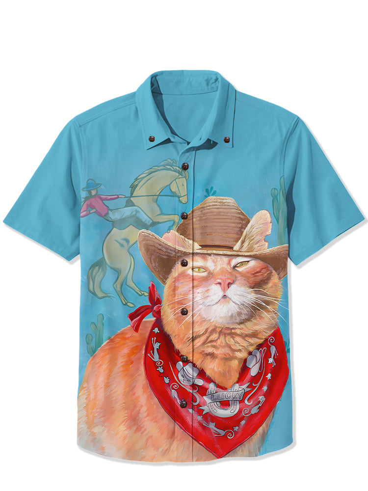 Hawaiian Shirt – Men's Summer 3D Red Kitten Print Hawaiian Shirt