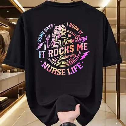 Funny Nurse Shirt, Nurse Unisex T-Shirt/Hoodie/Sweatshirt HLT00 - Tie Dye Some Days I Rock It Some Days It Rocks Me Nurse Life T-Shirt (1)