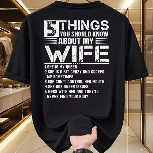 Best Wife Shirt, Wife and Husband Unisex T-Shirt/Hoodie/Sweatshirt HLT00 - 5 Things You Should Know About My Wife (On Back) husband T-Shirt
