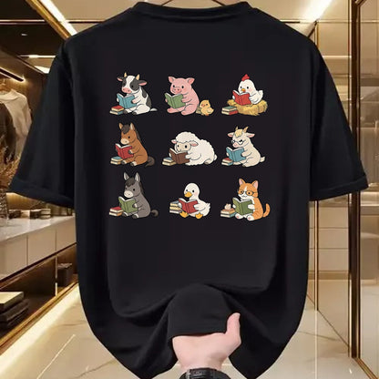 Best Teacher Shirt, Funny Teacher UnisexT-Shirt/Hoodie/Sweatshirt HLT00 - Cute Farm Animal Reading Book Bookish Reader Teacher Library T-Shirt