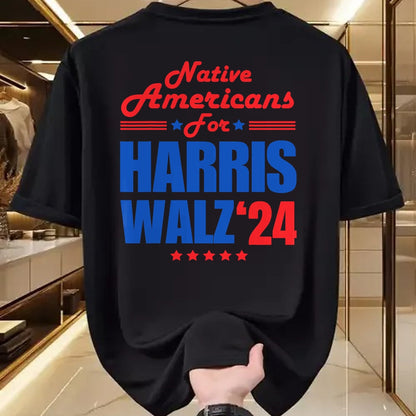Native American T-Shirts, Vintage Native American Unisex T-Shirt/Hoodie/Sweatshirt HLT00 - Native Americans for Harris Walz Kamala for President