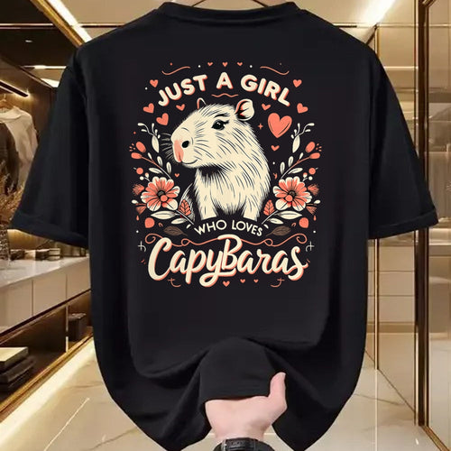 Cute Capybara Shirt, Funny Capybara Unisex T-Shirt/Hoodie/Sweatshirt HLT00 - Just a Girl who Loves Capybaras T-Shirt (6)