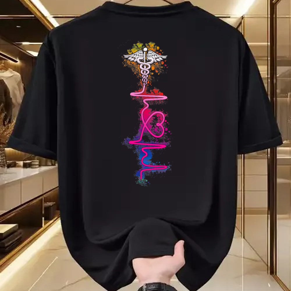 Funny Nurse Shirt, Nurse Unisex T-Shirt/Hoodie/Sweatshirt HLT00 - Proud Nurse Colorful Heartbeat Tie Dye Nursing Love Nurse T-Shirt