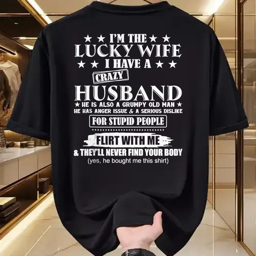 Best Wife Shirt, Wife and Husband Unisex T-Shirt/Hoodie/Sweatshirt HLT00 - Gift for wife T shirt, lucky wife   I'm The Lucky Wife I Have A Crazy Husband Tank Top (1)
