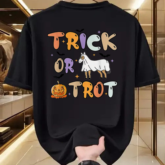 Best Horse Lover Shirt , Funny Horse UnisexT-Shirt/Hoodie/Sweatshirt HLT00 - Trick Or Trot Halloween Pumpkin Ghost Horse T-Shirt