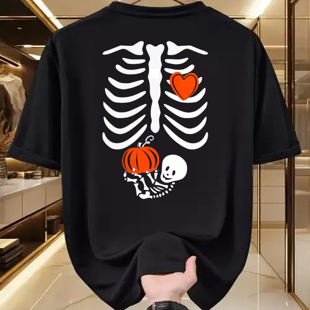 Gift for Mom Shirt, Funny Mom Unisex T-Shirt/Hoodie/Sweatshirt HLT00 - Pregnant Skeleton Mom Halloween Pregnancy Baby Announcement T-Shirt