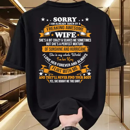 Best Wife Shirt, Wife and Husband Unisex T-Shirt/Hoodie/Sweatshirt HLT00 - Sorry I am already taken by awesome Wife Valentine Day T-Shirt