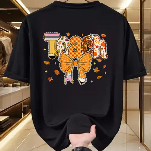 Best Thanksgiving Family Shirt , Funny Thanksgiving UnisexT-Shirt/Hoodie/Sweatshirt HLT00 - Thanksgiving Teacher Pencil Bow One Thankful Teacher Fall T-Shirt