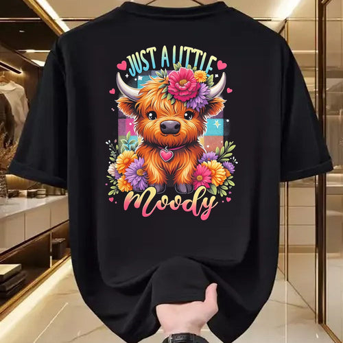 Best Farmer Life Shirt, Funny Farmer UnisexT-Shirt/Hoodie/Sweatshirt HLT00 - Highland Cow Just A-Little Moody Flower Funny Farm Farmer T-Shirt