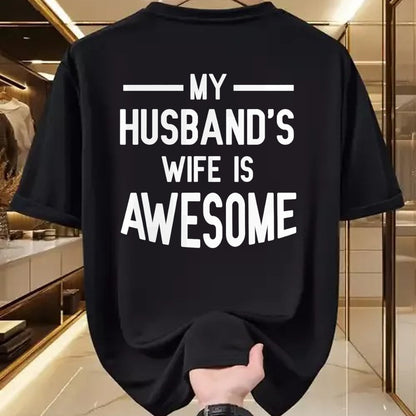 Best Wife Shirt, Wife and Husband Unisex T-Shirt/Hoodie/Sweatshirt HLT00 - Women's My Husband's Wife Is Awesome Funny T-Shirt (1)