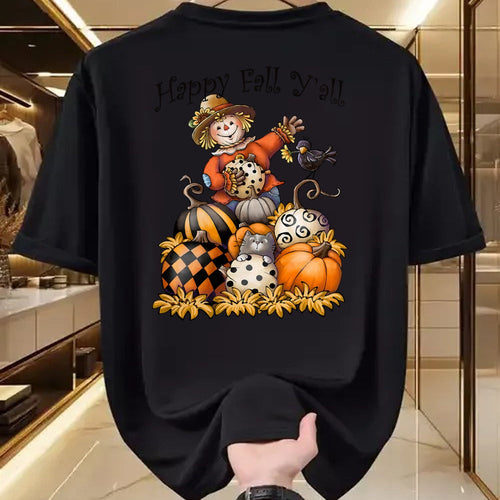 Best Thanksgiving Family Shirt , Funny Thanksgiving UnisexT-Shirt/Hoodie/Sweatshirt HLT00 - Scarecrow Happy Fall Y'all Pumpkin Thanksgiving Halloween T-Shirt