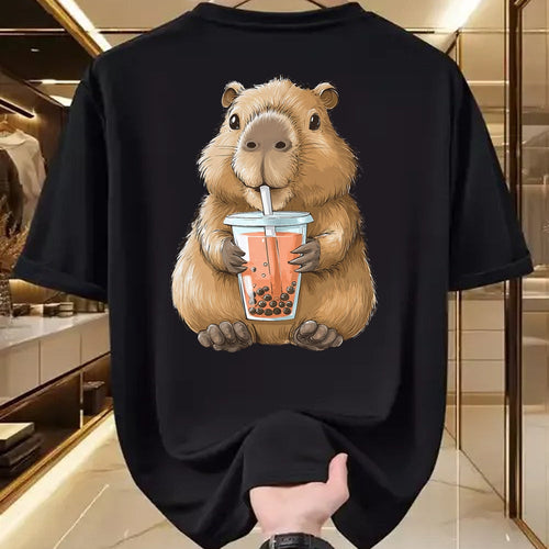 Cute Capybara Shirt, Funny Capybara Unisex T-Shirt/Hoodie/Sweatshirt HLT00 - Kawaii Anime Capybara Boba T-Shirt