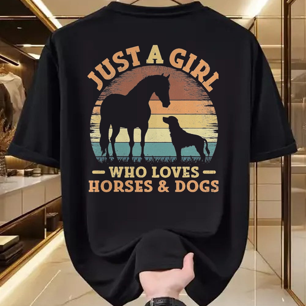 Best Horse Lover Shirt , Funny Horse UnisexT-Shirt/Hoodie/Sweatshirt HLT00 - Just A Girl Who Loves Horses and Dogs Women Girls T-Shirt, Men, Black, 3X-Large