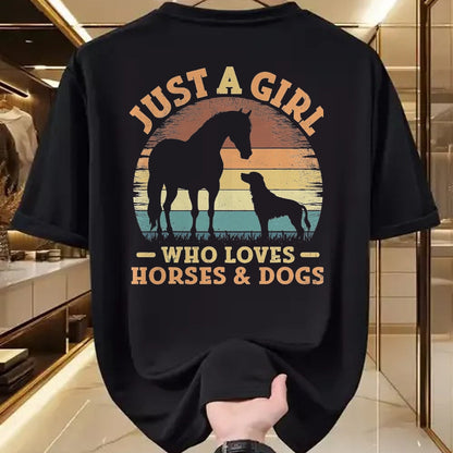 Best Horse Lover Shirt , Funny Horse UnisexT-Shirt/Hoodie/Sweatshirt HLT00 - Just A Girl Who Loves Horses and Dogs Women Girls T-Shirt, Men, Black, 3X-Large