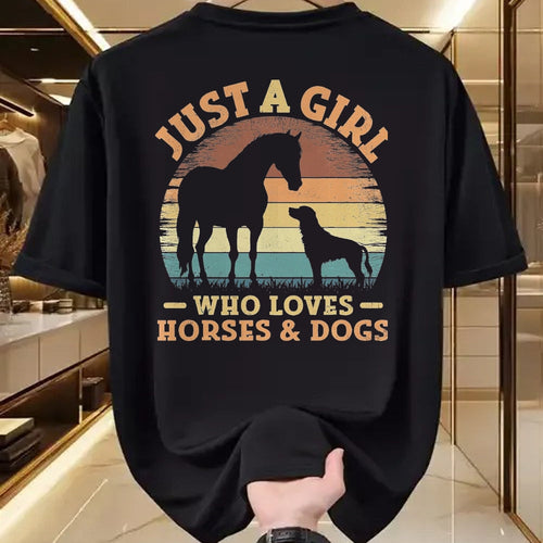 Best Horse Lover Shirt , Funny Horse UnisexT-Shirt/Hoodie/Sweatshirt HLT00 - Just A Girl Who Loves Horses and Dogs Women Girls T-Shirt, Men, Black, 3X-Large