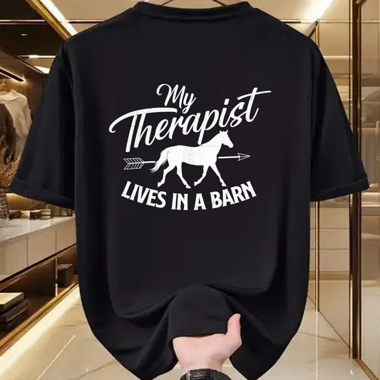 Best Horse Lover Shirt , Funny Horse UnisexT-Shirt/Hoodie/Sweatshirt HLT00 - My Therapist Lives In A Barn - Horse Lover Horseback Riding T-Shirt