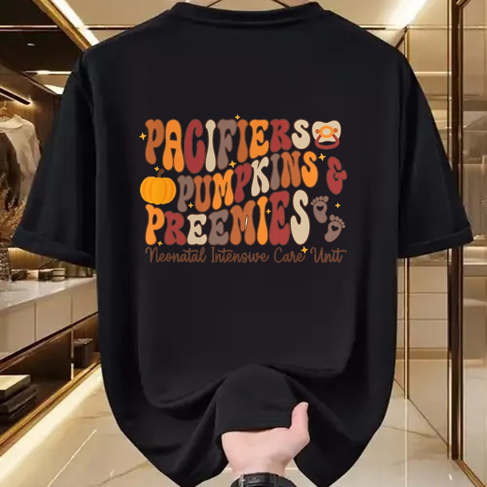 Best Thanksgiving Family Shirt , Funny Thanksgiving UnisexT-Shirt/Hoodie/Sweatshirt HLT00 - Retro Pacifiers Pumpkins Preemies Thanksgiving NICU Nurse T-Shirt