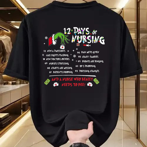 Funny Nurse Shirt, Nurse Unisex T-Shirt/Hoodie/Sweatshirt HLT00 - Nurses Merry Christmas Funny 12 Days of Nursing Xmas Women T-Shirt
