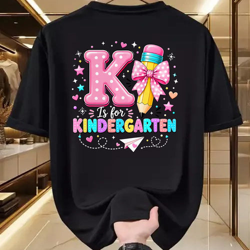Best Teacher Shirt, Funny Teacher UnisexT-Shirt/Hoodie/Sweatshirt HLT00 - K is for Kindergarten Teacher Coquette Bow Back to School T-Shirt